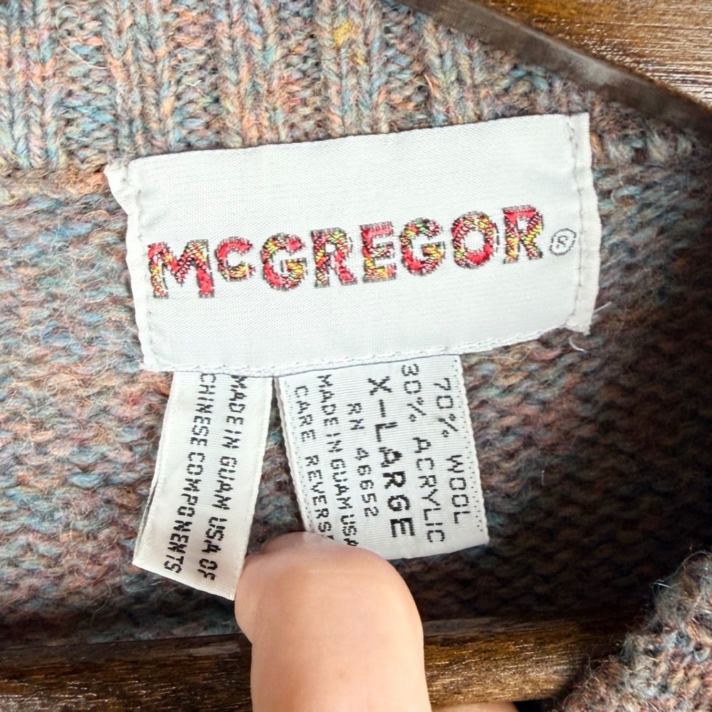McGregor Vintage Marled Knit‎ Crewneck Sweater Raglan Sleeve Multi-Color Blue - Picture 15 of 15